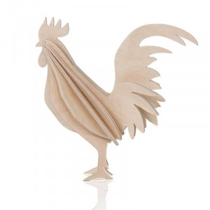 Coq en bois décoratif en bois de bouleau