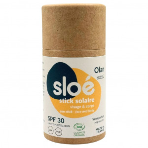 Protection solaire respectueuse environnement Sloé Olan Stick Solaire Bio