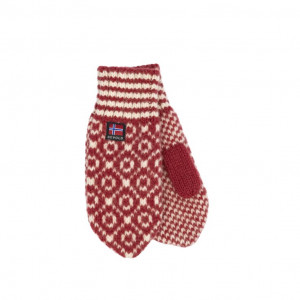Devold Svalbard Wool Mitten-Rouge-Hindeberry/offwhite