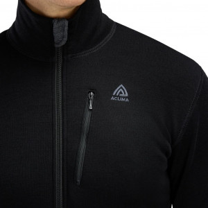 Veste zippée en laine mérinos Aclima DoubleWool Jacket Man - Jet Black/Marengo