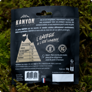 Snacks de viandes séchées hyper protéinés Kanyon Jerky Porc Trappeur - 50 g