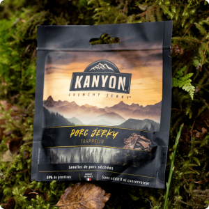 Snacks de viandes séchées hyper protéinés Kanyon Jerky Porc Trappeur - 50 g