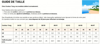 Dimensions Couleurs Tong