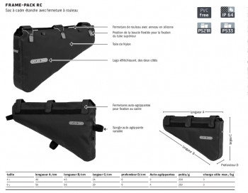 Dimensions Sacoche de cadre Ortlieb Frame-Pack RC
