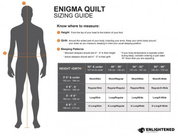 Dimensions Enlightened Equipment Enigma Sleeping Quilt 20°F/-6°C