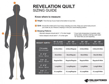 Dimensions Enlightened Equipment Revelation Sleeping Quilt 30°F/-1°C