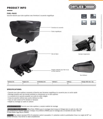 Dimensions Ortlieb Fuel Pack