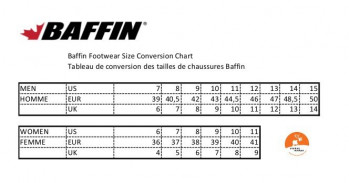Dimensions Chausssures Baffin Borealis