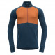 Devold Expedition Merino 235 Z.Neck Man-Bleu Orange/Flame Flood