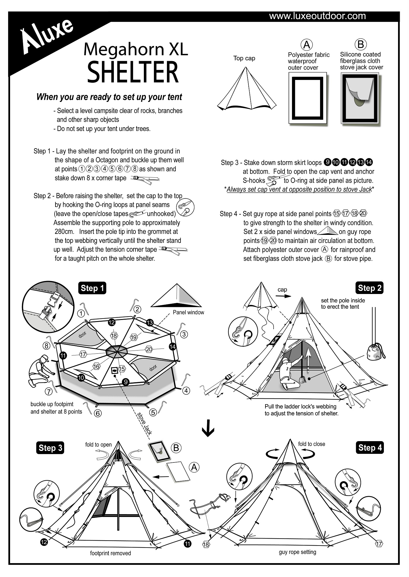 Tipi 4 saisons spacieux Luxe Outdoor Megahorn XL